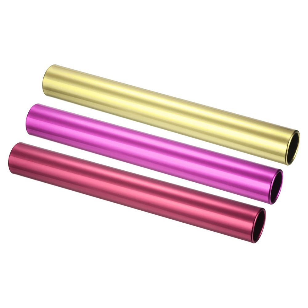 PATIKIL Relay Track Batons Set, 3 Pack Aluminum Alloy Tube Field Running Race Stick for Outdoor Athletics Sport Game Tool (Gold, Pink, Red)
