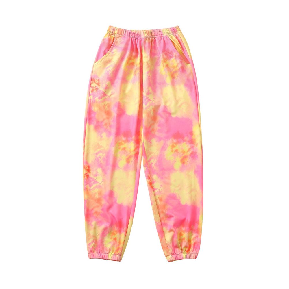 AnFeng Loose Pants Kids Pants Trouser Casual Girls Tie Dyed Baby Boys Print Clothes Toddler Girls Pants (Orange, 7-8 Years)