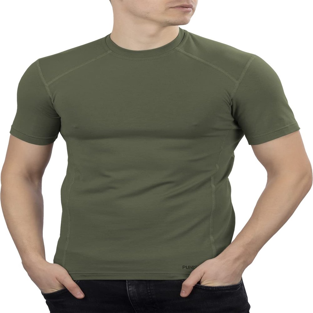 281Z Military Stretch Cotton Underwear T-Shirt for Tactical Hiking Outdoor (Olive Green, Medium)