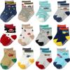 Aroveea Non Slip Grip Ankle Baby Socks 12 Pack for Toddler Boys and Girls Kids,Infant Cute Cotton Baby Socks view 1