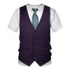 Aislor Kids Boys Tuxedo T-Shirt Short Sleeve Suit Vest Fake 3D Tie Printed Shirt Funny Top for Formal Wedding Party Purple 2-3 Years view 1
