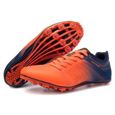 Zakey Track and Field Shoes Men Women Kids Spikes Sneakers Track Race Jumping Sneakers Girls Professional Running Nail Spikes Shoes Boys (10,OrangeBlue)
