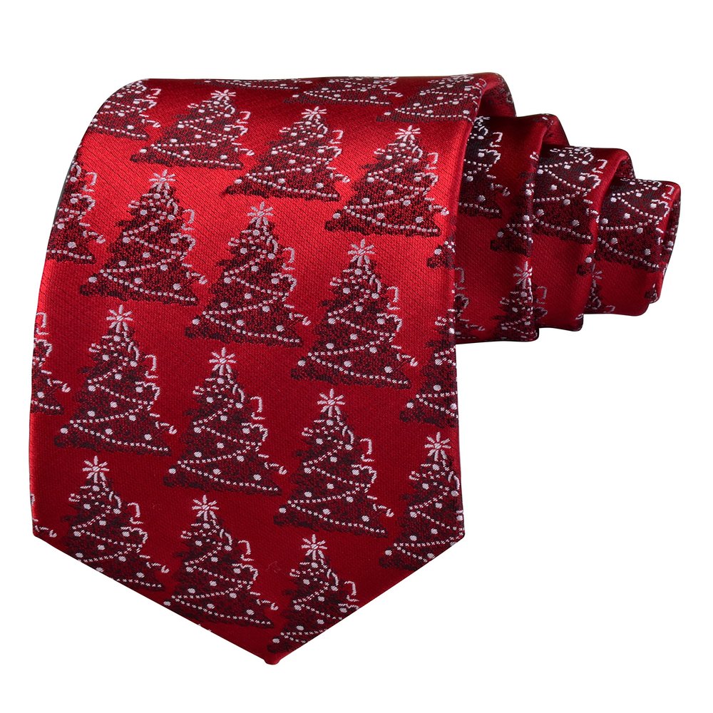 Branduce Burgundy Christmas Ties Festival Holiday Theme Necktie Boys Vacation Xmas Tree Tie for Party (TA03-04)