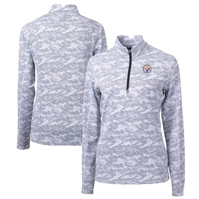 Cutter & Buck Women's Charcoal Pittsburgh Steelers Traverse Camo Print Stretch Quarter-Zip Pullover Top