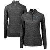 Cutter & Buck Women's Black Detroit Lions Traverse Camo Print Stretch Quarter-Zip Pullover Top view 1