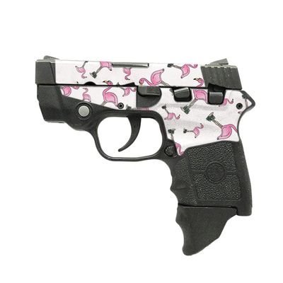 MightySkins Glossy Glitter Skin Compatible with Smith & Wesson M&P Bodyguard 380 (Green or No Laser) - Cool Flamingo | Protective, Durable High-Gloss Glitter Finish | Easy to Apply | Made in The USA