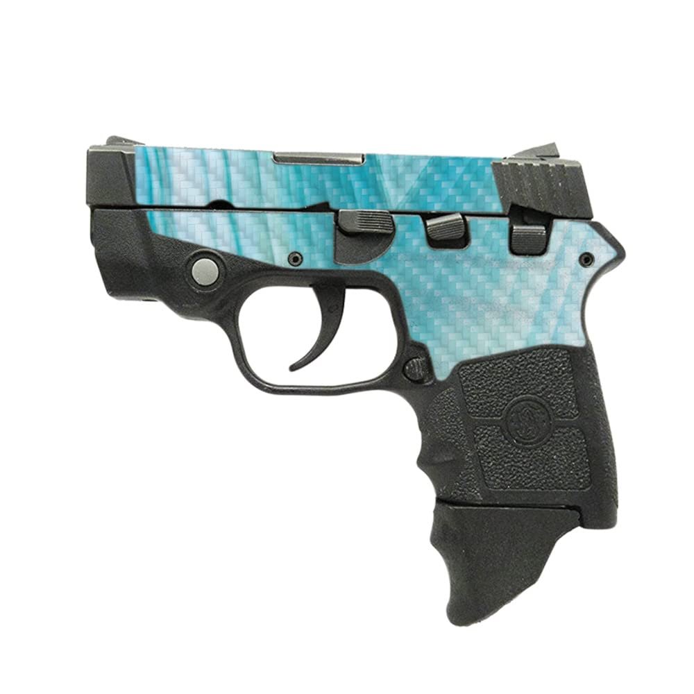 MightySkins Carbon Fiber Skin Compatible with Smith & Wesson M&P Bodyguard 380 (Green or No Laser) - Aquamarine Quartz | Durable Textured Carbon Fiber Finish | Easy to Apply | Made in The USA
