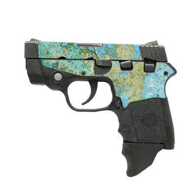 MightySkins Glossy Glitter Skin Compatible with Smith & Wesson M&P Bodyguard 380 (Green or No Laser) - Teal Marble | Protective, Durable High-Gloss Glitter Finish | Easy to Apply | Made in The USA