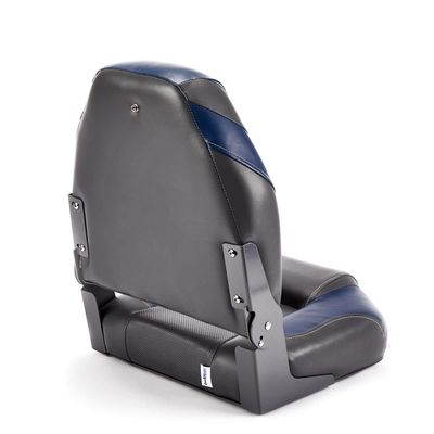 DeckMate High Back Folding Boat Seats - 2 pack - Charcoal and Blue