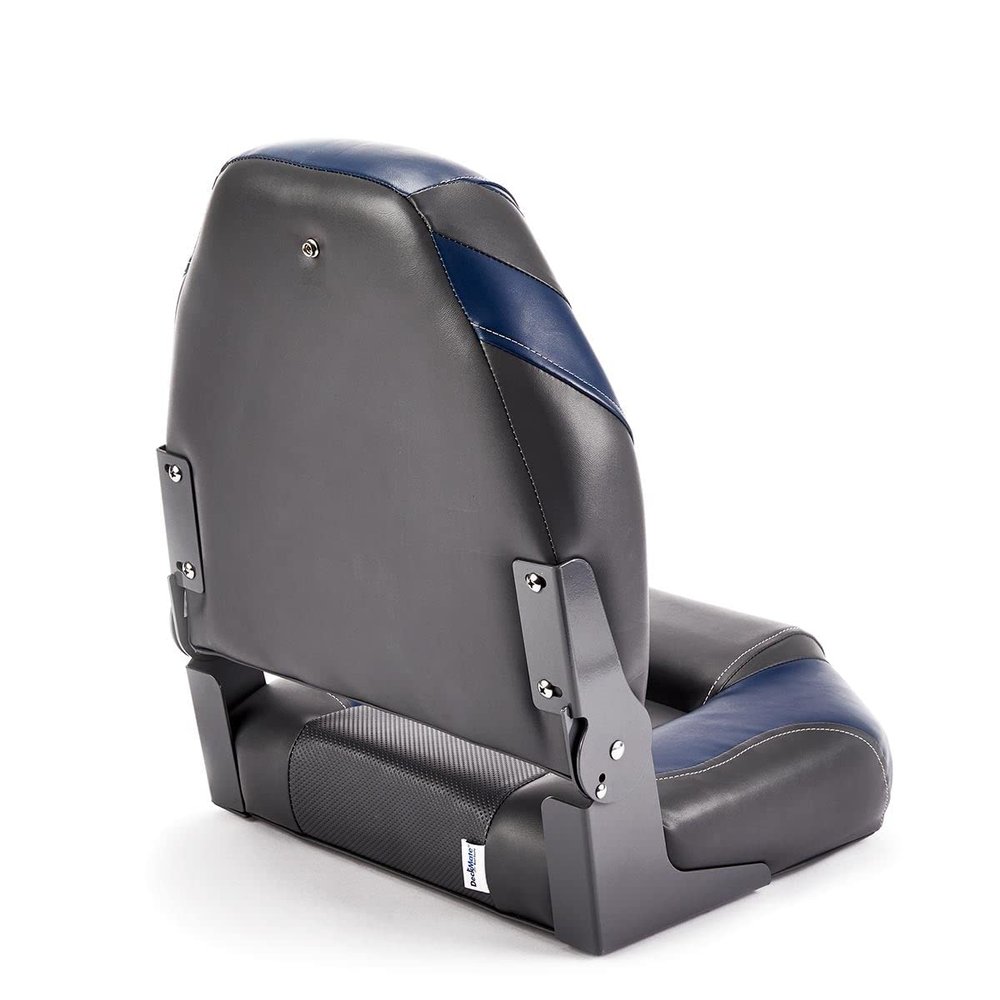 DeckMate High Back Folding Boat Seats - 2 pack - Charcoal and Blue
