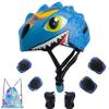 Toddler Helmet Kids Bike Helmet for 2 3 4 5 6 7 8 Years Old Girls with 3D Dinosaur Design Protective Gear Set and Safety Certified, Toddler Bike Cycling Skating Skateboard Scooter Helmet (Blue) view 1