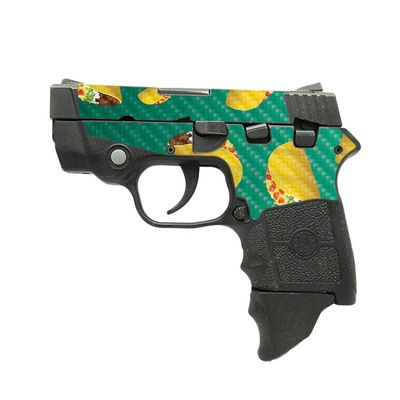 MightySkins Carbon Fiber Skin Compatible with Smith & Wesson M&P Bodyguard 380 (Green or No Laser) - Tacos | Protective, Durable Textured Carbon Fiber Finish | Easy to Apply | Made in The USA