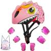 Toddler Kids Bike Helmet for 2 3 4 5 6 7 8 Years Old Girls with 3D Dinosaur Design Protective Gear Set and Safety Certified, Toddler Bike Cycling Skating Skateboard Scooter Helmet (Pink) view 1