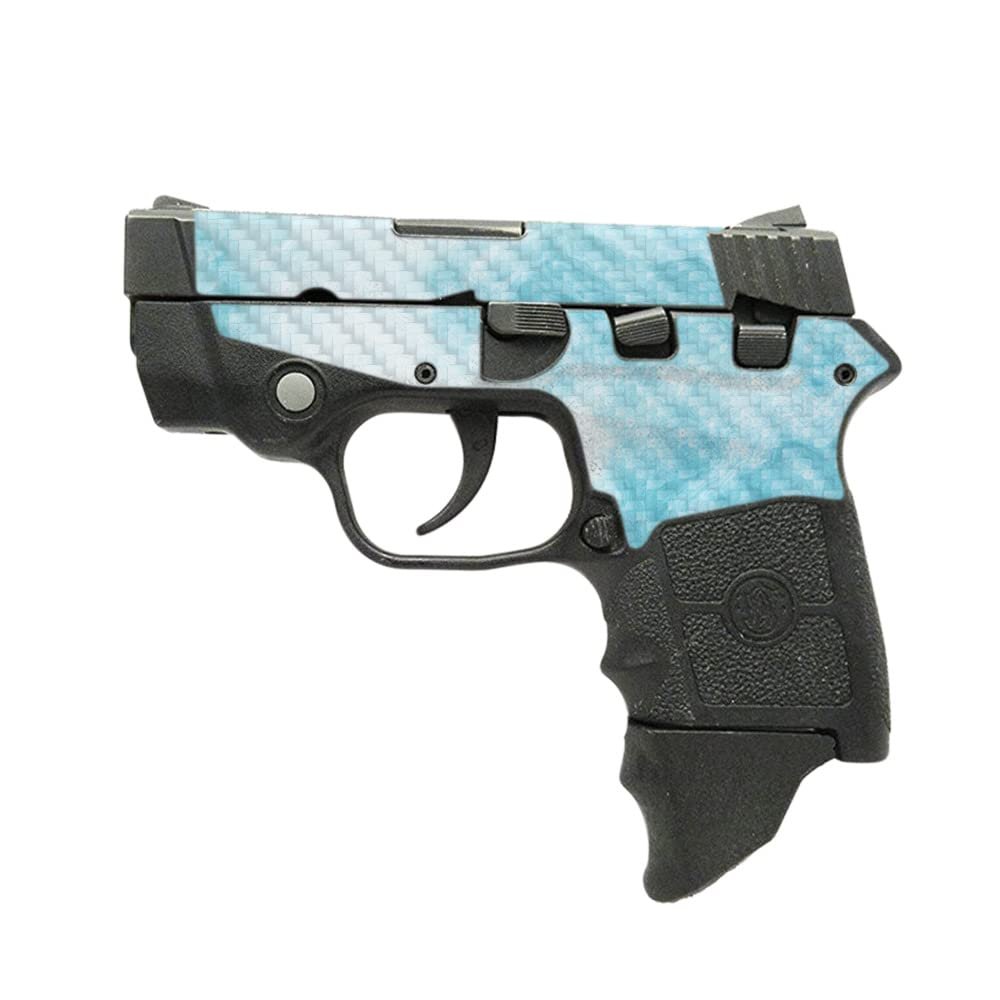 MightySkins Carbon Fiber Skin Compatible with Smith & Wesson M&P Bodyguard 380 (Green or No Laser) - Blue Marble | Protective, Durable Textured Carbon Fiber Finish | Easy to Apply | Made in The USA
