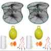 2-Pack of KUFA Sports Foldable Prawn Trap (Stretched Mesh Size:1-1/8") with 400' Rope, Yellow Float, Plastic Vented Bait Cage & Harness Combo (PRN58+PAMH5) x2 view 1