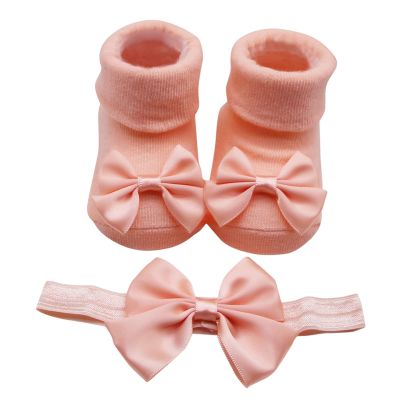 Ikevan Running Shoes for Children Children Kids Socks Soft Bottom Toddler Shoes Socks Bowkot Princess Socks (Orange, 0 Months)
