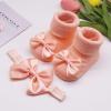 Ikevan Running Shoes for Children Children Kids Socks Soft Bottom Toddler Shoes Socks Bowkot Princess Socks (Orange, 0 Months) view 4