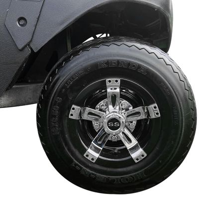 Huskey Parts Company Golf Cart 8" Wheel Covers Hub Caps Chrome Black Compatible with EZGO Club Car Yamaha Stock Rims