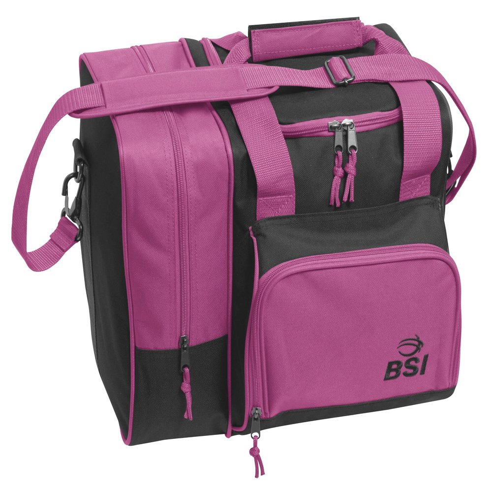 Deluxe Single Bowling Ball Bag with Separate Shoe Compartment that Holds up to Size 15 Shoes. Pink