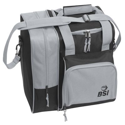 Deluxe Single Bowling Ball Bag with Separate Shoe Compartment that Holds up to Size 15 Shoes. Gray