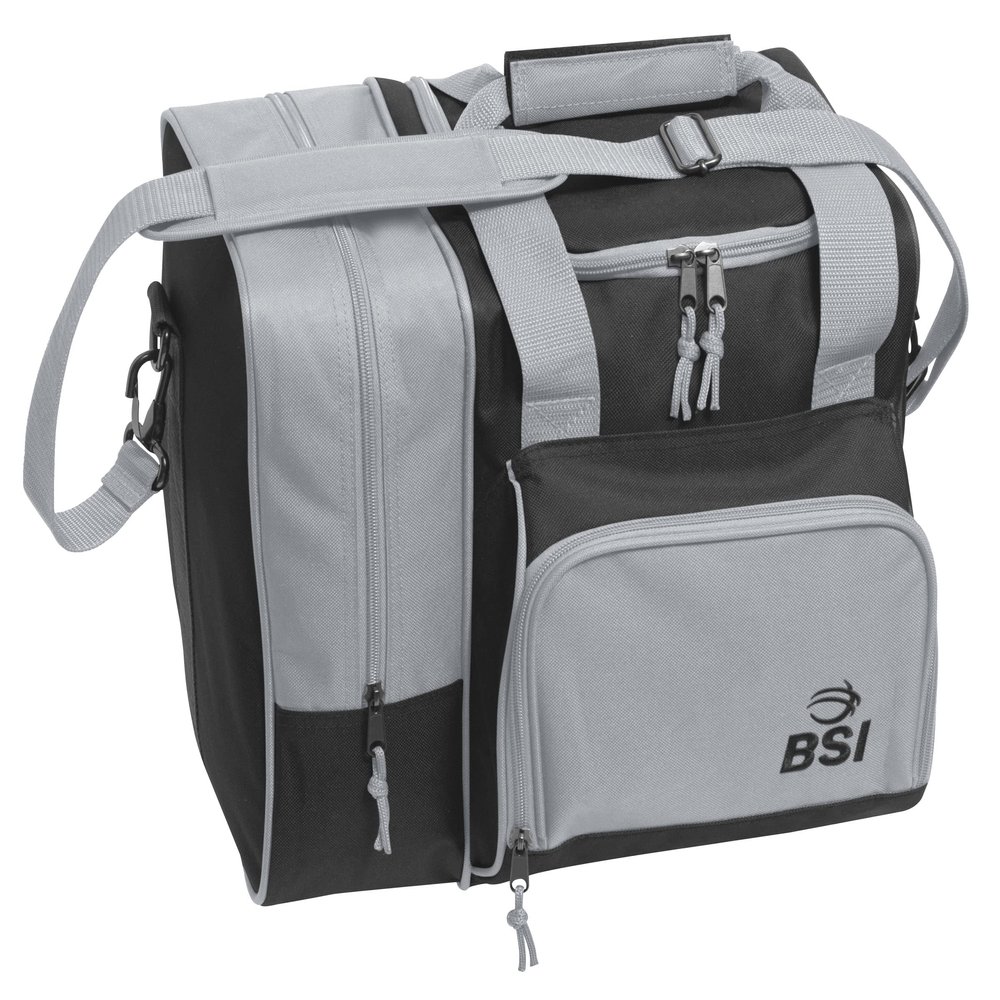 Deluxe Single Bowling Ball Bag with Separate Shoe Compartment that Holds up to Size 15 Shoes. Gray