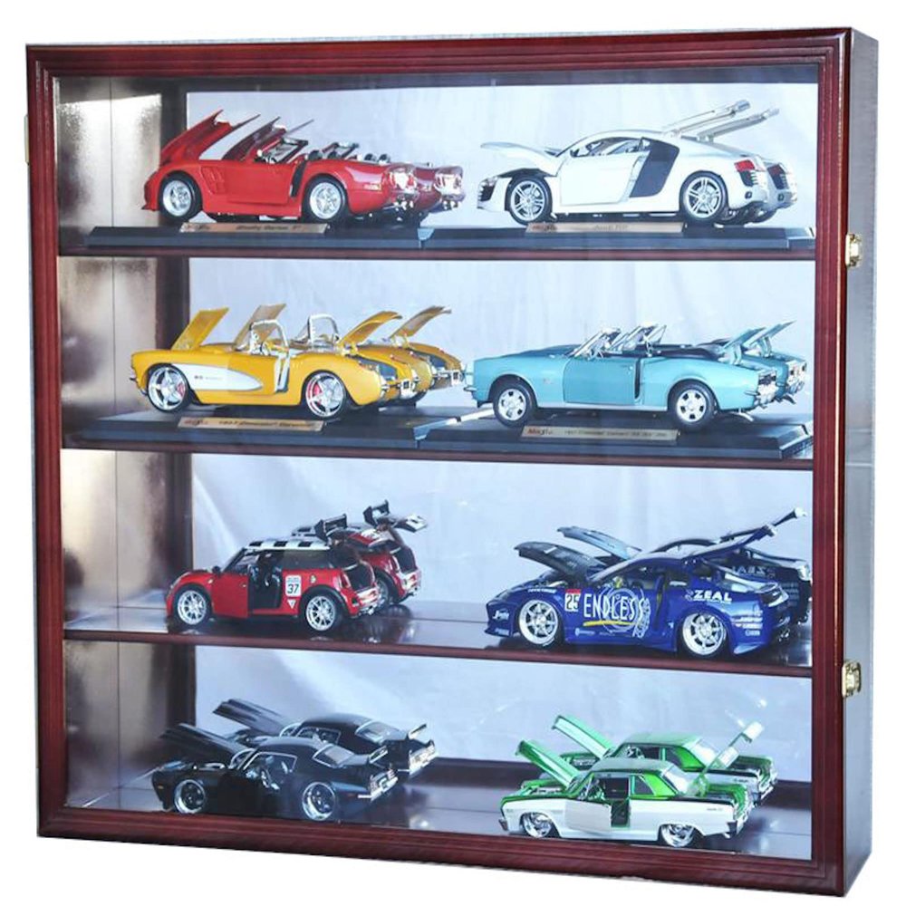 1/18 Scale Diecast Model Car Display Case Cabinet (Cherry)