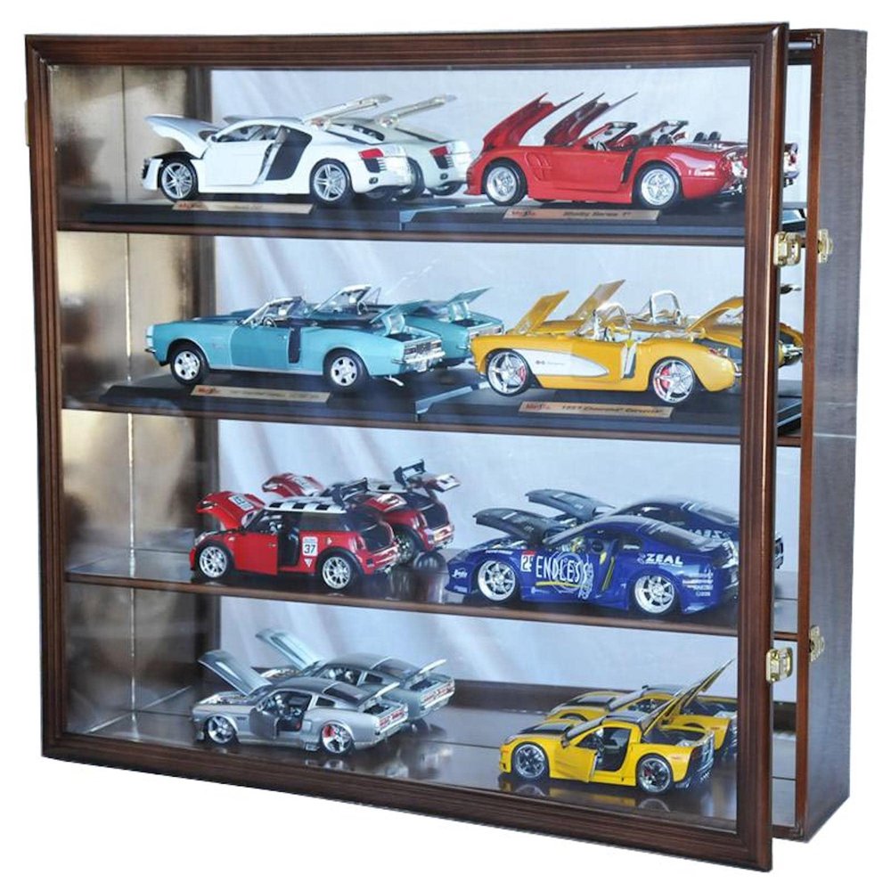 1/18 Scale Diecast Model Car Display Case Cabinet (Walnut)