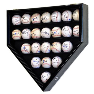 23 Baseball Ball Display Case Cabinet - Home Plate Shaped (Black)