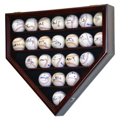 23 Baseball Ball Display Case Cabinet - Home Plate Shaped (Cherry)