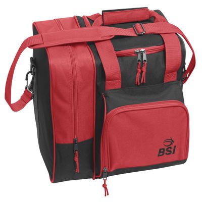 Deluxe Single Bowling Ball Bag with Separate Shoe Compartment that Holds up to Size 15 Shoes. Red