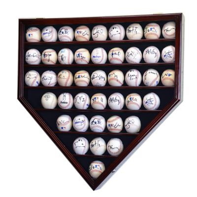 43 Baseball Ball Display Case Cabinet - Home Plate Shaped (Cherry)
