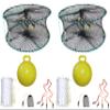2-Pack of KUFA Sports Foldable Prawn Trap (Stretched Mesh Size:1-1/8") with 400' Rope, Yellow Float, Plastic Vented Bait Cage & Harness Combo (PRN58+PBSH5) x2 view 1