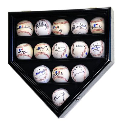 14 Baseball Ball Display Case Cabinet - Home Plate Shaped (Black)