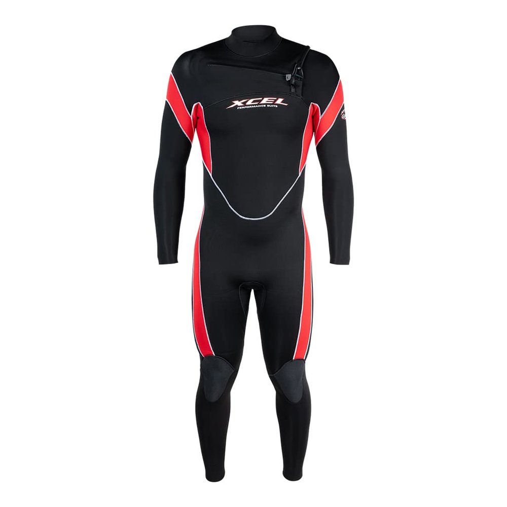 XCEL Mens Infiniti Solution 3/2mm Full Wetsuit - Black/Red | Small Tall
