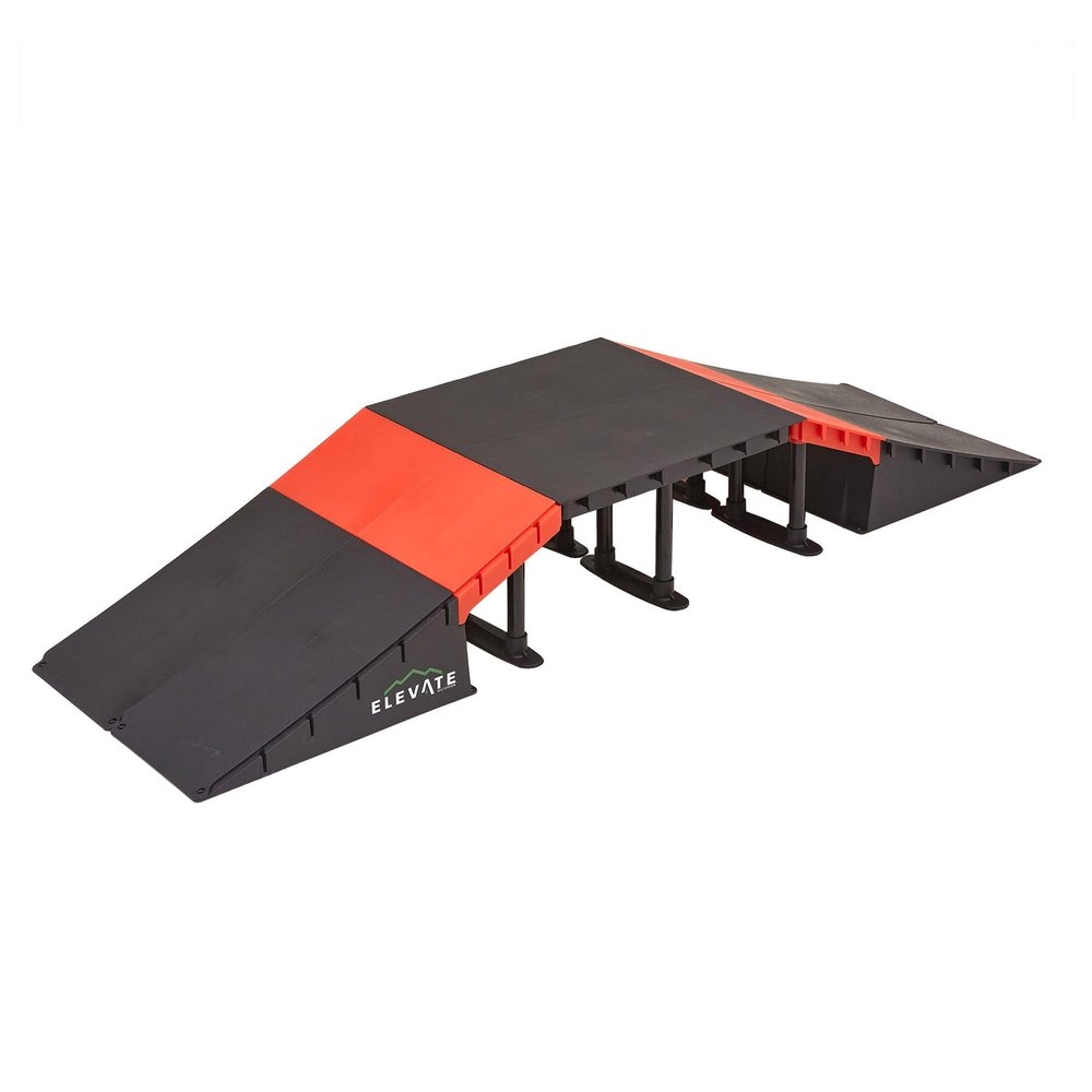 Elevate Outdoor Mini Skateboard Ramp 10-Piece Set with EZ-Link Setup & 20 Setup Options for Manual Tricks & Flips for Scooters & BMX Bikes, Orange
