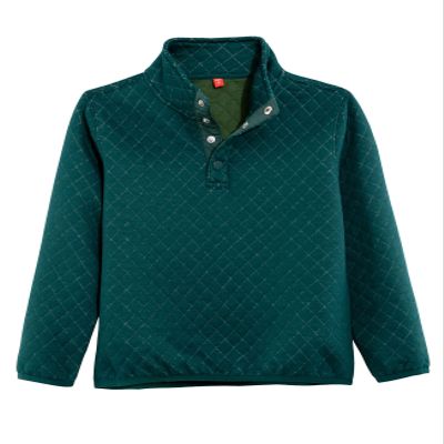 ZENTHACE Kids Boys Quilted Fleece Pullover Sweater Sweatshirt Jacket Long Sleeve Warm Fall Winter Jacket Ink Green S Size 5-6