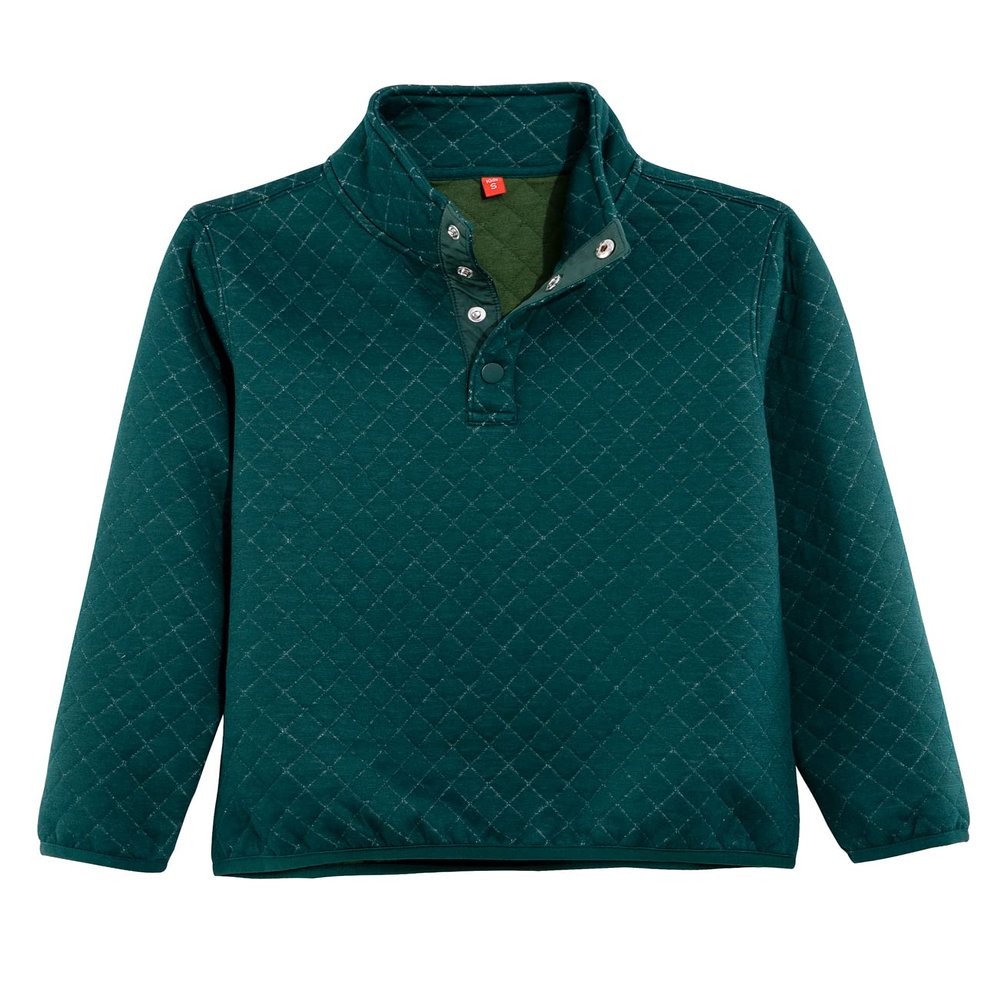 ZENTHACE Kids Boys Quilted Fleece Pullover Sweater Sweatshirt Jacket Long Sleeve Warm Fall Winter Jacket Ink Green S Size 5-6
