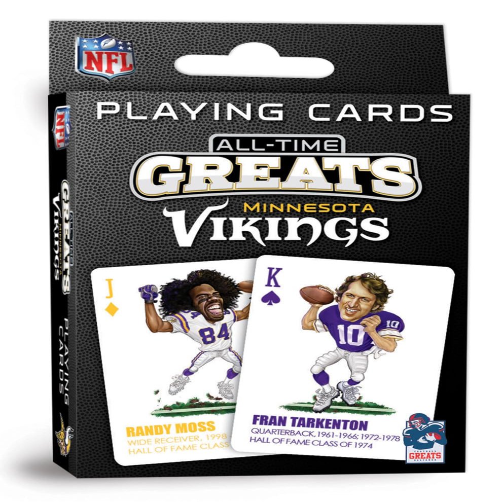 Masterpieces NFL Minnesota Vikings Playing Cards, Officially Licensed All Time Greats Deck, Premium Team Collectible Game Night Poker Play, MN Vikings Gifts Fans and Collectors, Tailgate Entertainment