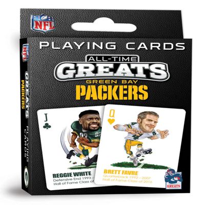 Masterpieces NFL Green Bay Packers All-Time Greats Playing Cards, Officially Licensed Team Collectible Deck, Premium Poker Play for Game Night, Fan Display, Green Bay Packers Merch Set, Card Deck