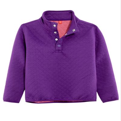 ZENTHACE Kids Girls Quilted Fleece Pullover Sweater Sweatshirt Jacket Long Sleeve Warm Fall Winter Jacket Purple M Size 7-8