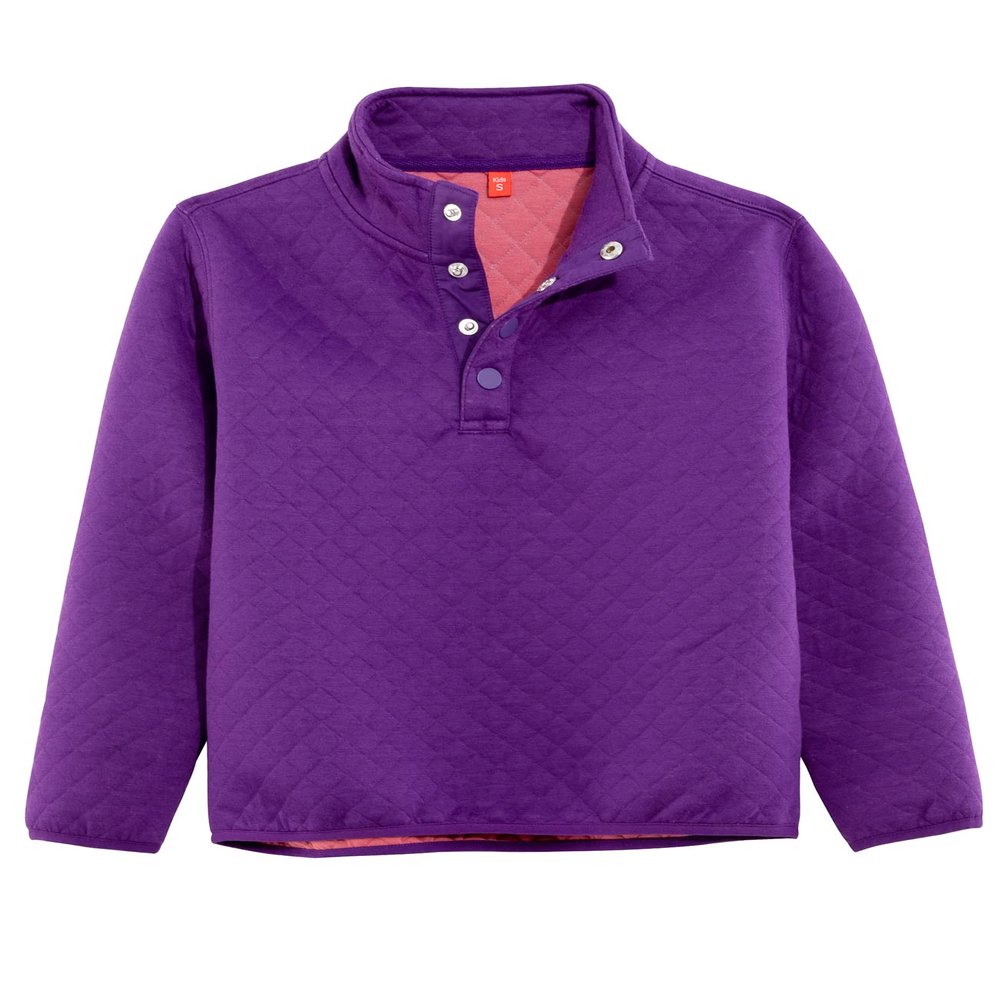 ZENTHACE Kids Girls Quilted Fleece Pullover Sweater Sweatshirt Jacket Long Sleeve Warm Fall Winter Jacket Purple M Size 7-8