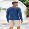 Mens Henley Shirts Vintage V Neck Long Sleeve Shirts Cotton Casual Button Down Washed T Shirts for Men Royal Blue view 3