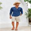 Mens Henley Shirts Vintage V Neck Long Sleeve Shirts Cotton Casual Button Down Washed T Shirts for Men Royal Blue view 4