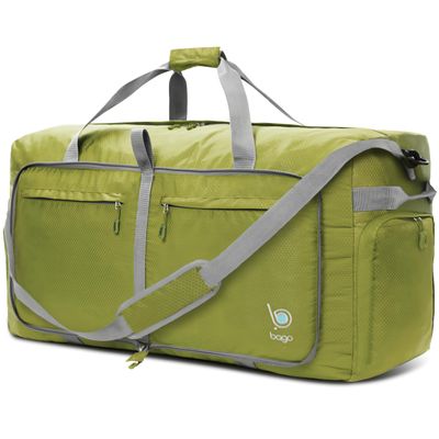 Bago Big XXL Foldable Duffel Bags for Traveling Women & Men - 140L Packable Duffle Bag for Travel with Shoe Compartment - Water Repellant, Heavy Duty, Lightweight Folding & Collapsible (Green)