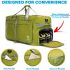 Bago Big XXL Foldable Duffel Bags for Traveling Women & Men - 140L Packable Duffle Bag for Travel with Shoe Compartment - Water Repellant, Heavy Duty, Lightweight Folding & Collapsible (Green) view 3