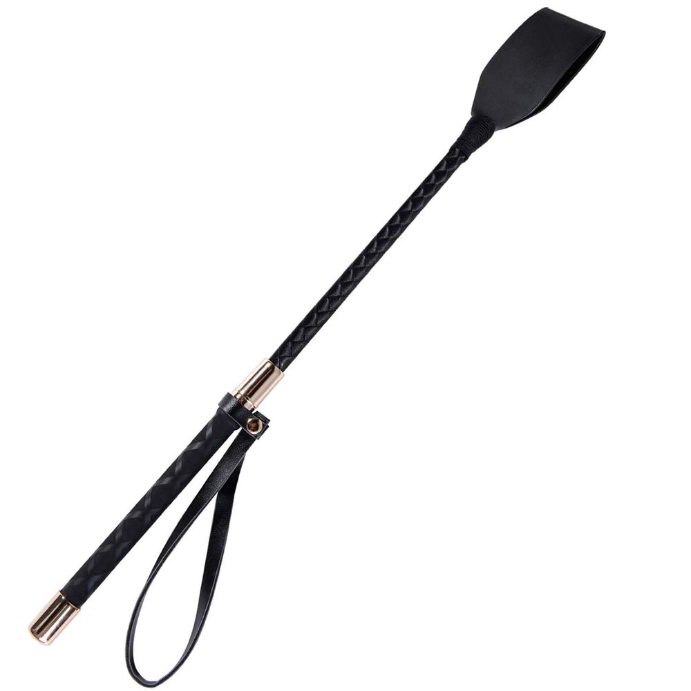 OBTANIM 18 Inch Riding Crop PU Leather Horse Whip Crop for Equestrian Horses (Style A, Gold)