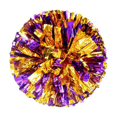 AODUOER 2 Pack Metallic Cheerleading Pom Poms for Game Cheering Squads Football Basketball Sports Dancing Party Kids Adults Plastic Cheer Pompoms Cheerleader Costume Women (Purple/Gold)