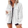 ebossy Women's Waffle Button Down Shirt Causal Batwing Long Sleeve Baggy Fit Knit Jacket Shacket (Medium, White) view 1