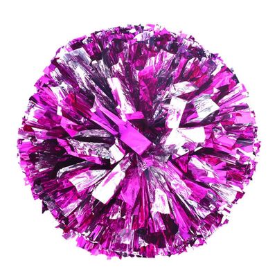 AODUOER 2 Pack Metallic Cheerleading Pom Poms for Game Cheering Squads Football Basketball Sports Dancing Party Kids Adults Plastic Cheer Pompoms Cheerleader Costume Women (Rose Red/Silver)