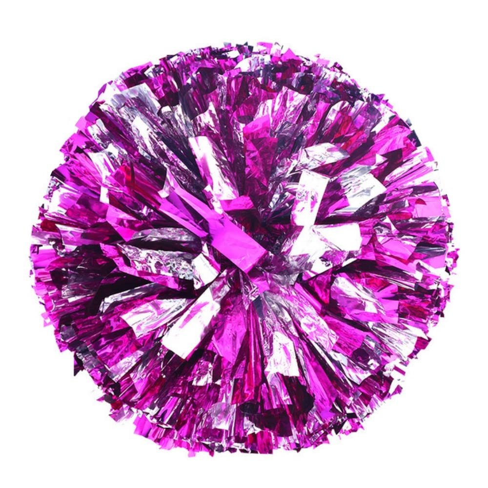 AODUOER 2 Pack Metallic Cheerleading Pom Poms for Game Cheering Squads Football Basketball Sports Dancing Party Kids Adults Plastic Cheer Pompoms Cheerleader Costume Women (Rose Red/Silver)
